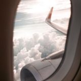 selective focus photo of airplane window